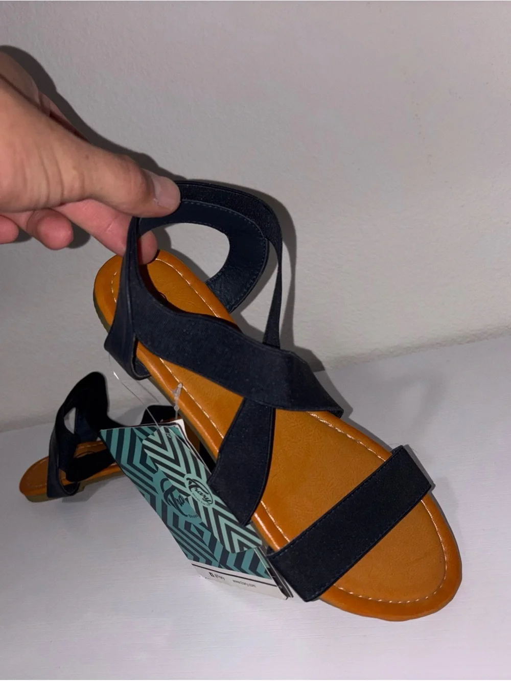Trary Navy Blue & Tan Strappy Ankle Wrap Comfort Sandals Size 5.5 NWT 🏷️